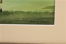 Circa 1950's Watercolor & Gauche Painting Signed by Artist Douglas Brown - Framed