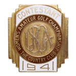 1941 USGA Womens Amateur Championship at The Country Club Contestant Badge 