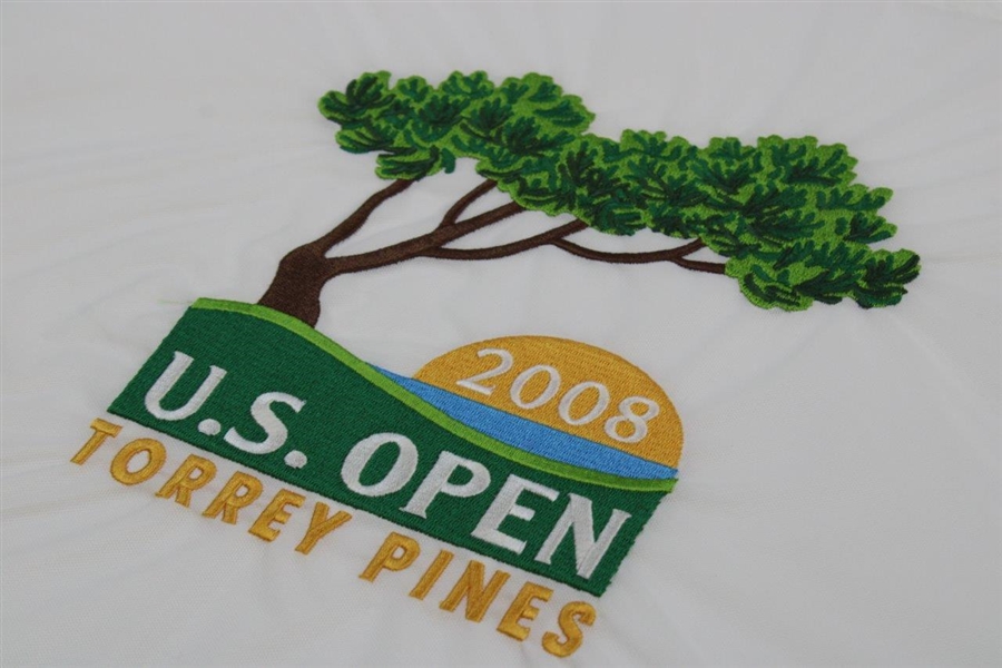2008 US Open at Torrey Pines Embroidered White Flag - Tiger Woods' 14th Major Win
