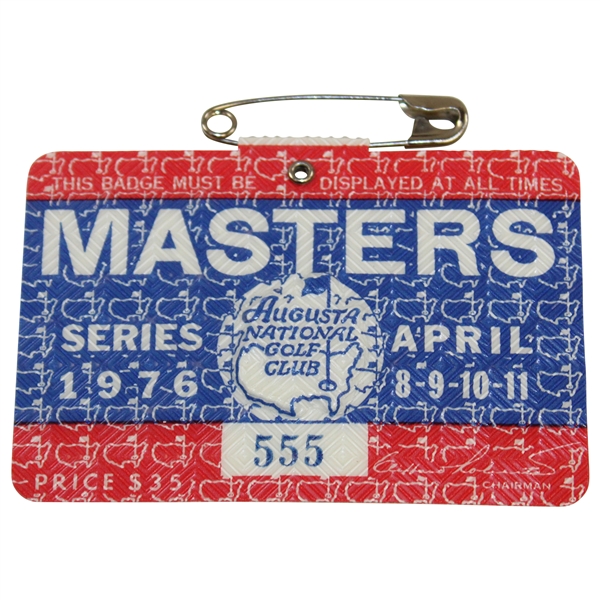 1976 Masters Tournament Series Badge #555 Raymond Floyd Winner 
