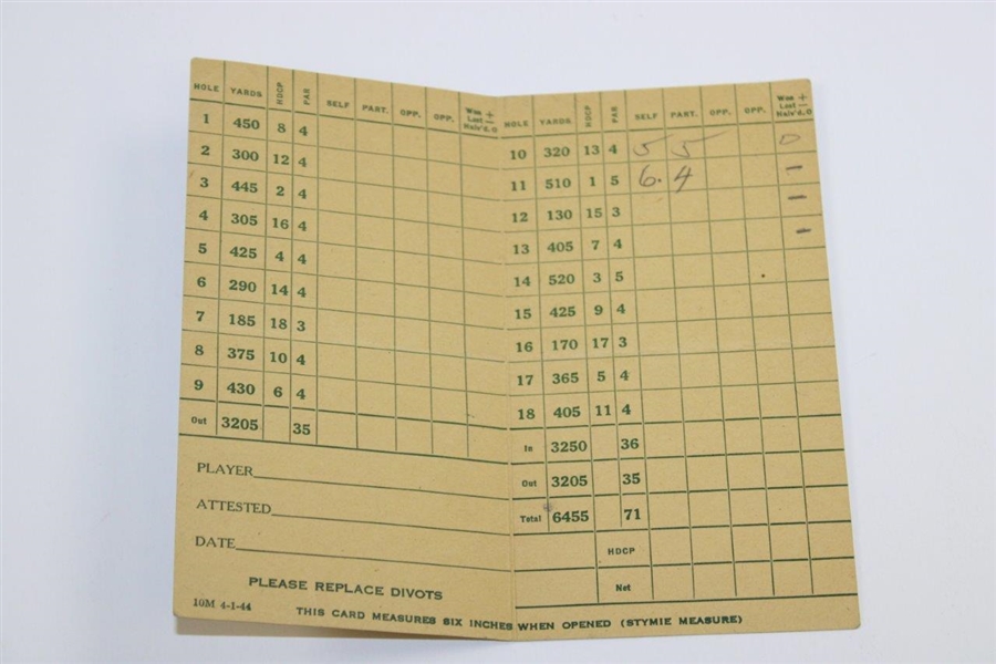 The Country Club of Brookline Stymie Scorecard