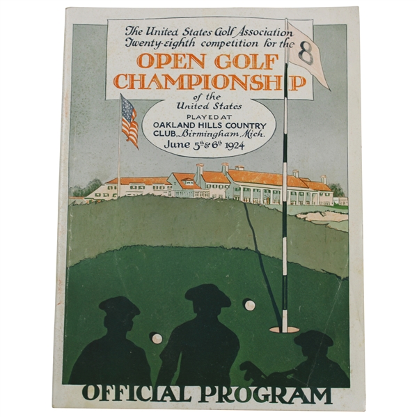1924 US Open at Oakland Hills Official Program - Only One Known - Rare