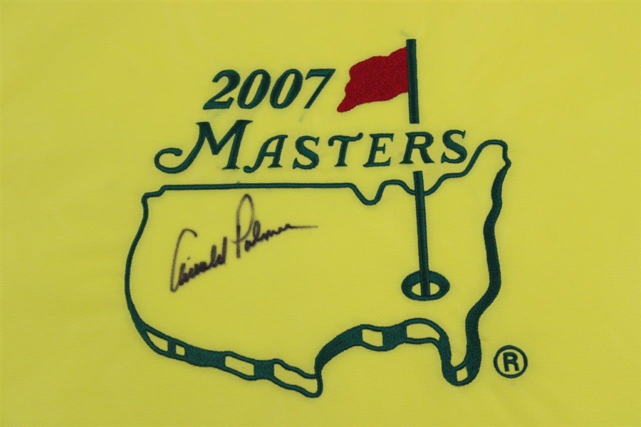 Arnold Palmer Signed 2007 Masters Tournament Embroidered Flag JSA ALOA