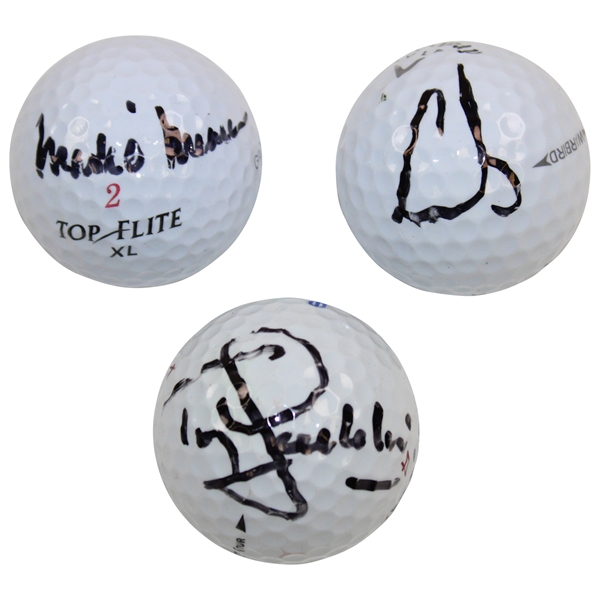 OPEN Champs Tony Jacklin, Mark O'Meara & Ernie Els Signed Golf Balls JSA ALOA