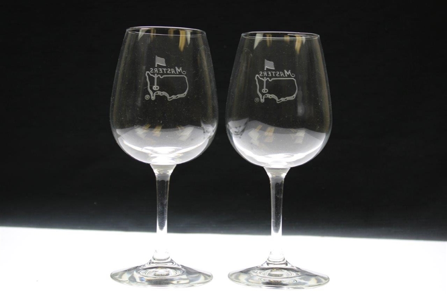 Pair of Masters Tournament Logo Wine Glasses