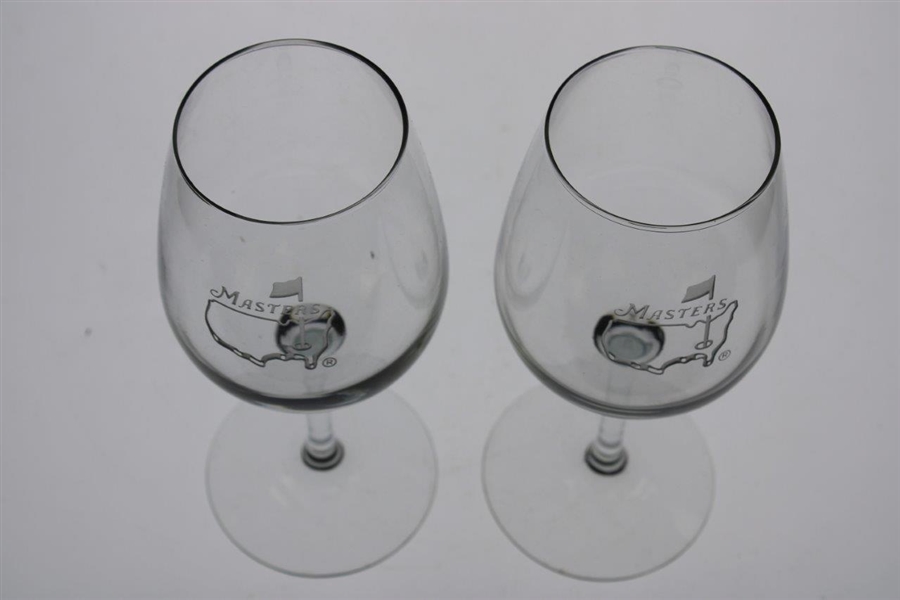 Pair of Masters Tournament Logo Wine Glasses