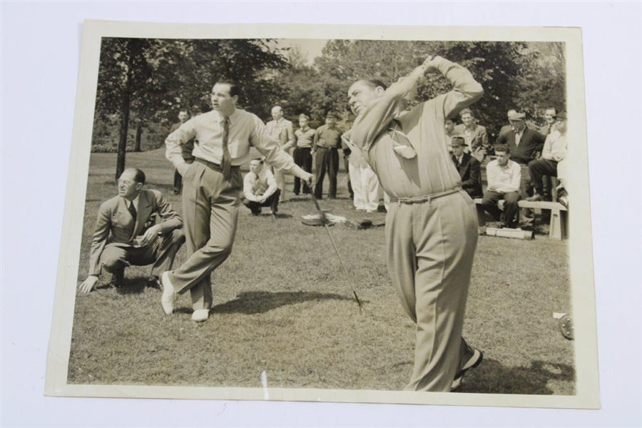 Walter Hagen & Son Teeing Off 1940 Wire Photo with Reverse Print Photo