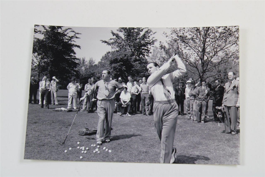 Walter Hagen & Son Teeing Off 1940 Wire Photo with Reverse Print Photo