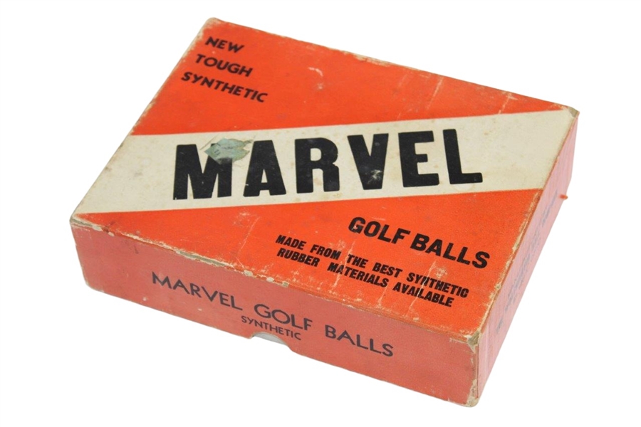 Classic Dozen Marvel 'New Tough Synthetic' Golf Balls in Original Sleeves & Box