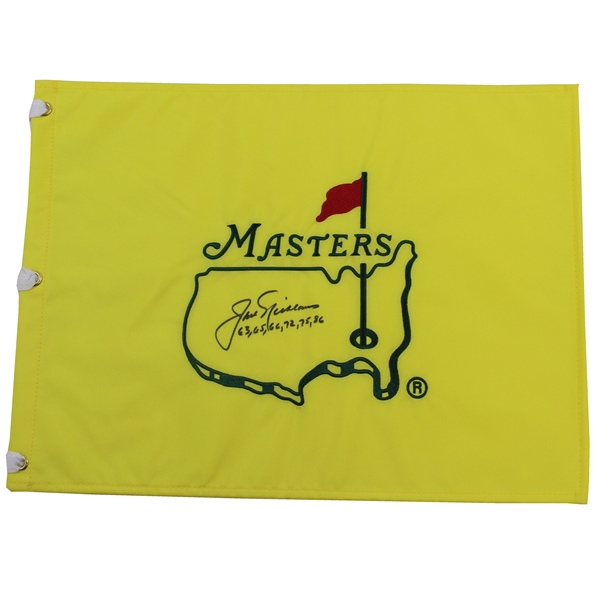 Jack Nicklaus Signed Undated Masters Embroidered Flag With Years Won JSA ALOA