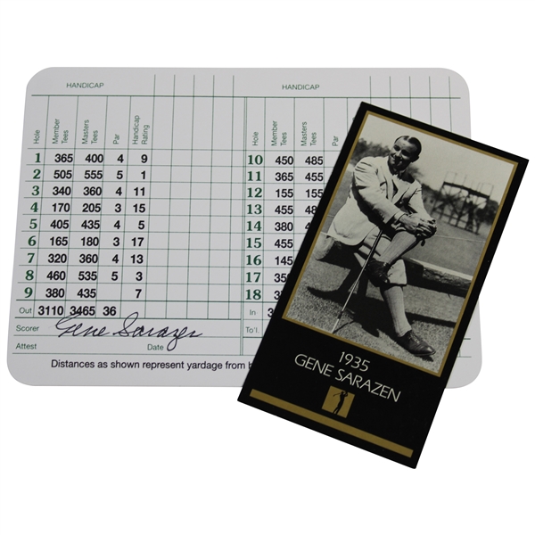 Gene Sarazen Signed ANGC Scorecard with '1935' Masters Collection Golf Card JSA ALOA