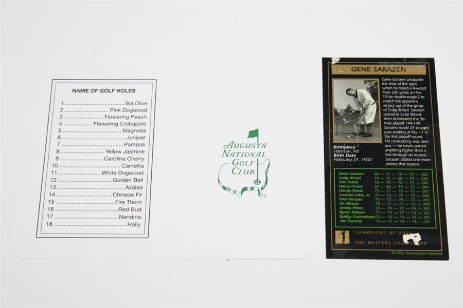 Gene Sarazen Signed ANGC Scorecard with '1935' Masters Collection Golf Card JSA ALOA