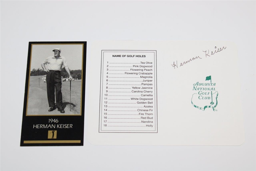 Herman Keiser Signed ANGC Scorecard with '1946' Masters Collection Golf Card JSA ALOA