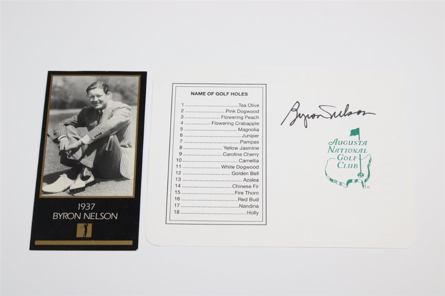 Byron Nelson Signed ANGC Scorecard with '1937' Masters Collection Golf Card JSA ALOA