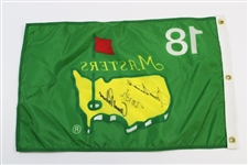 Arnold Palmer, Sam Snead & Tom Watson Signed 1994 Emerald/Yellow Masters Flag JSA #Z91922