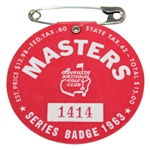 1963 Masters Tournament SERIES Badge #1414 - Jack Nicklaus Winner