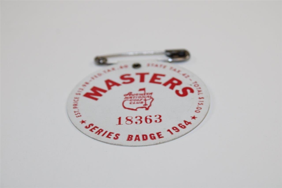 1964 Masters Tournament SERIES Badge #18363 - Arnold Palmer Winner