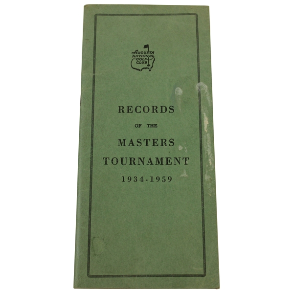 1959 ANGC Records of the Masters Tournament (1934-1959) Guide - 1960
