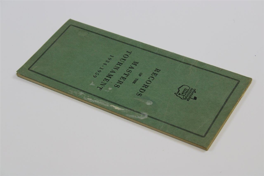 1959 ANGC Records of the Masters Tournament (1934-1959) Guide - 1960