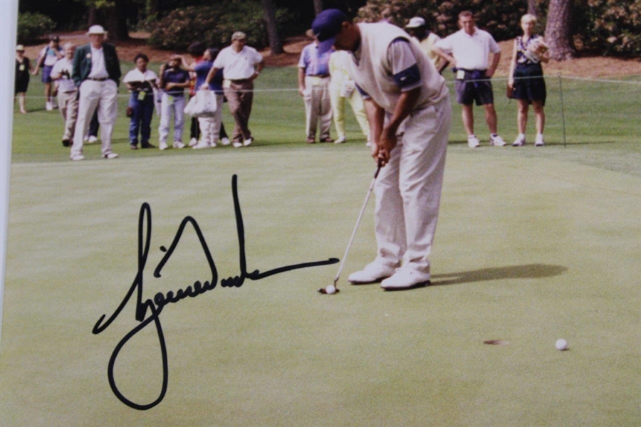 Tiger Woods Signed Original Putting During 1997 Masters Practice Rd Photo - April 8th JSA ALOA