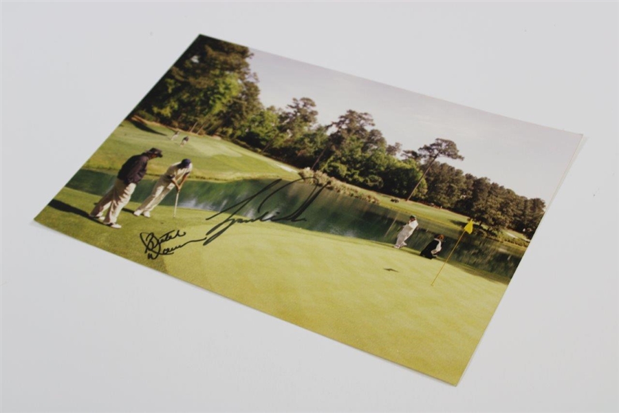 Tiger Woods & Butch Harmon Signed Original Augusta 1997 Masters Practice Rd Chipping Photo - April 8thJSA ALOA