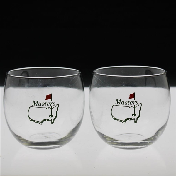 Pair of Undated Masters Tournament Logo Whiskey Glasses