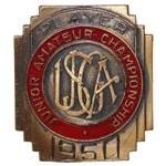1950 USGA Junior Amateur Championship at Denver CC Contestant Badge 