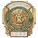 1947 Western Amateur Championship at Wakonda Club Contestant Badge