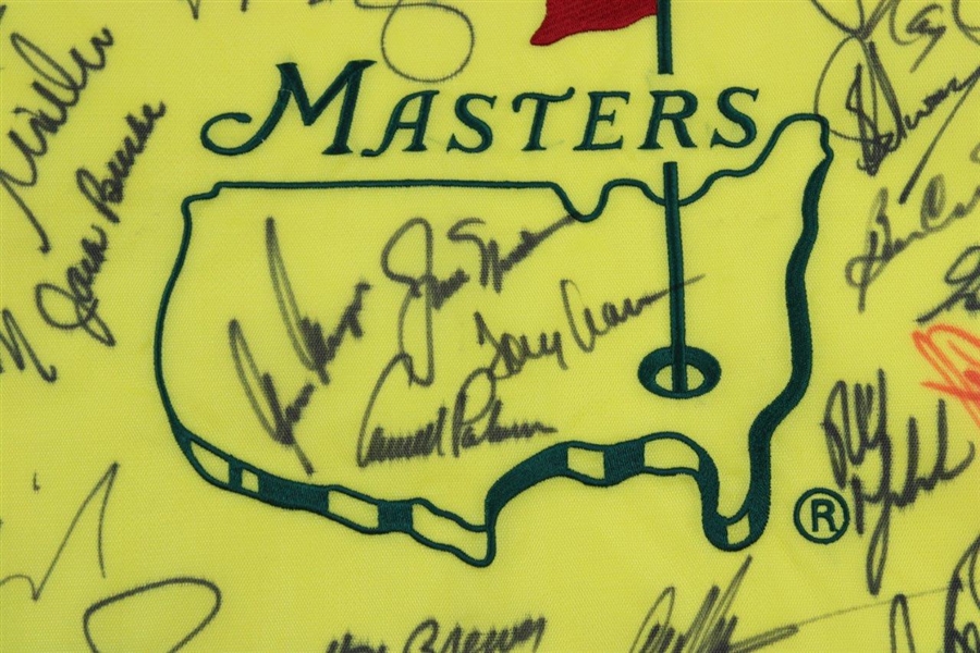Big 3 Center Signed Masters Champs Undated Flag with 33 Total Champs! PSA/DNA #B97390