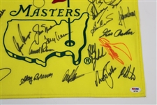 Big 3 Center Signed Masters Champs Undated Flag with 33 Total Champs! PSA/DNA #B97390