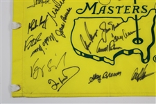 Big 3 Center Signed Masters Champs Undated Flag with 33 Total Champs! PSA/DNA #B97390