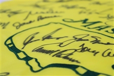 Big 3 Center Signed Masters Champs Undated Flag with 33 Total Champs! PSA/DNA #B97390