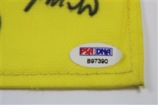 Big 3 Center Signed Masters Champs Undated Flag with 33 Total Champs! PSA/DNA #B97390