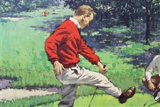 Arnold Palmer Leg Kick Print Signed by Artist - Framed