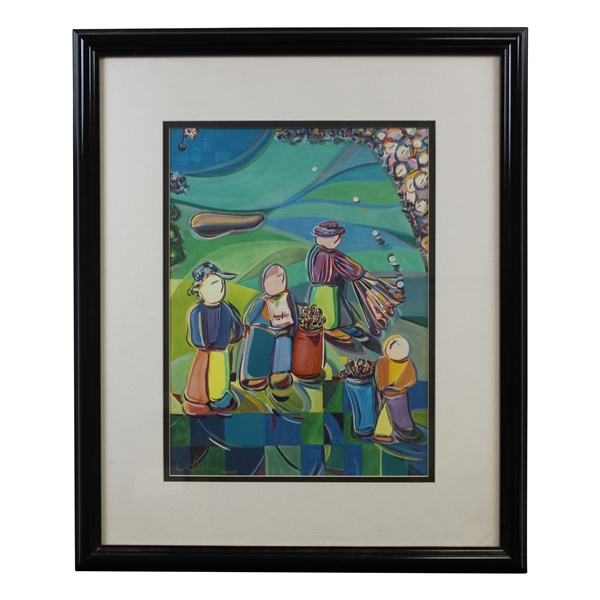 Colorful Golf Themed Ltd Ed 238/250 Serigraph Signed by Artist with Cert
