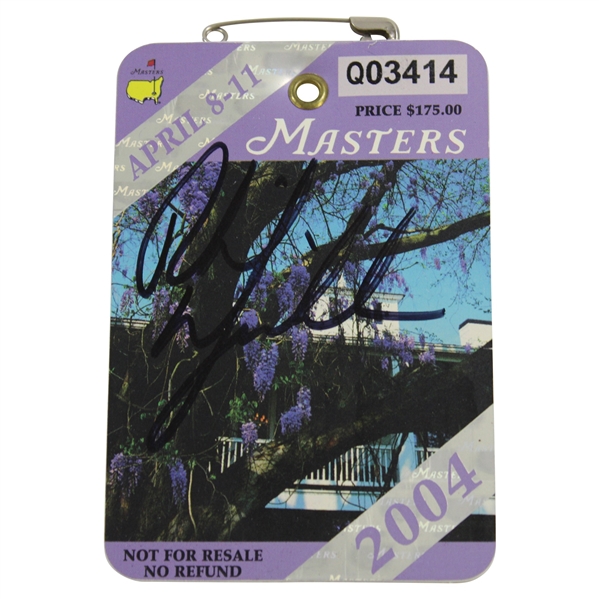 Phil Mickelson Signed 2004 Masters SERIES Badge #Q03414 JSA ALOA