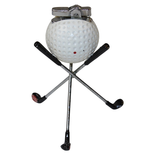 Vintage Ceramic Dimple Ball Lighter on Tripod of Crossed Clubs