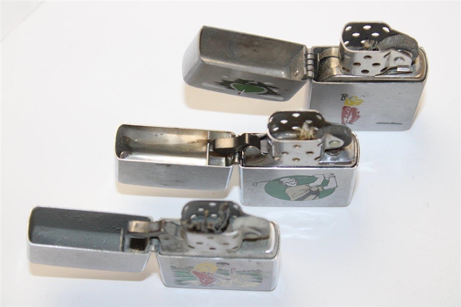 Three (3) Classic Golf Themed Lighters - Zippo & Champ