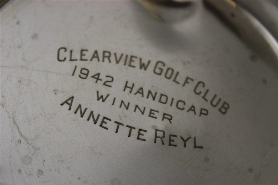 1942 Clearview Golf Club Handicap Winner Annette Reyl Sterling Silver Trophy Bowl