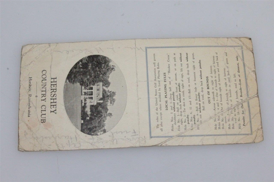 Vintage Hershey Country Club Used Scorecard - Rod Munday Collection