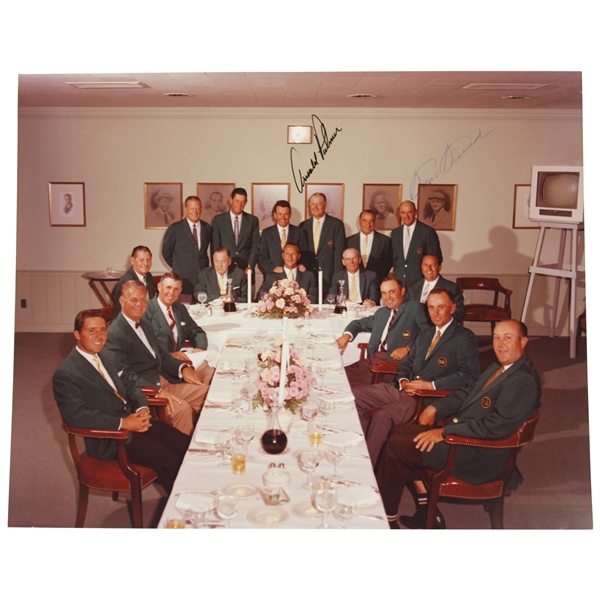 Arnold Palmer & Sam Snead Signed 1963 Masters Champions Dinner Photo JSA ALOA