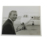 Arnold Palmer Signed Black & White Photo with Plane in Background JSA ALOA