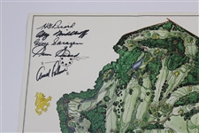 Palmer, Picard, Snead, Sarazen, Middlecoff Signed Augusta National Course Map by JP Izatt JSA ALOA