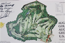 Palmer, Picard, Snead, Sarazen, Middlecoff Signed Augusta National Course Map by JP Izatt JSA ALOA
