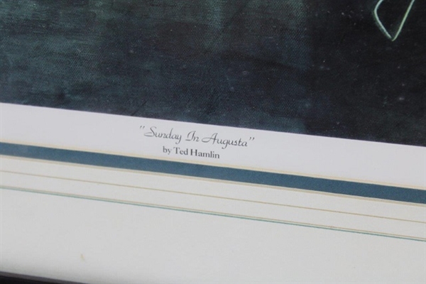 Sunday at Augusta Palmer & Jack on 16th Hole Tee Box Hamlin Print - Framed