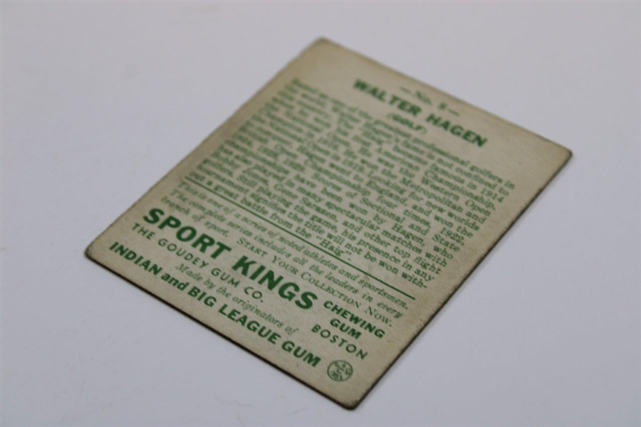 1933 Walter Hagen Sport Kings Gum Golf Card No. 8