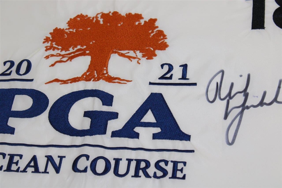 Phil Mickelson Signed 2021 PGA at Kiawah Embroidered White Flag JSA ALOA