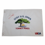 Jon Rahm 2021 Signed US Open at Torrey Pine Embroidered White Flag JSA ALOA