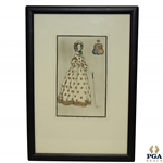 1840 Woman And Club w/ Crest Print Circa 1955