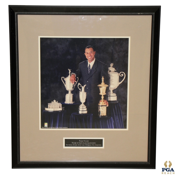 Tiger Woods Foundation Photo Presentation Of Tiger & His Major Trophies Including US Amateur